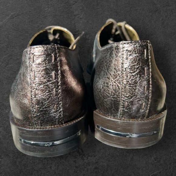 RARE Donald J Pliner Signature Autographed Leather Oxfords – Metallic Brown